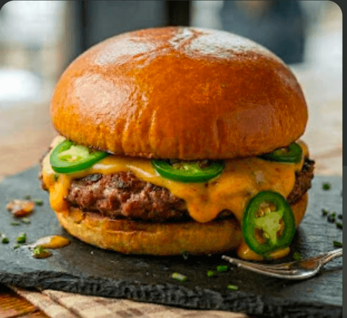 Cheesy kick burger from On The Bun